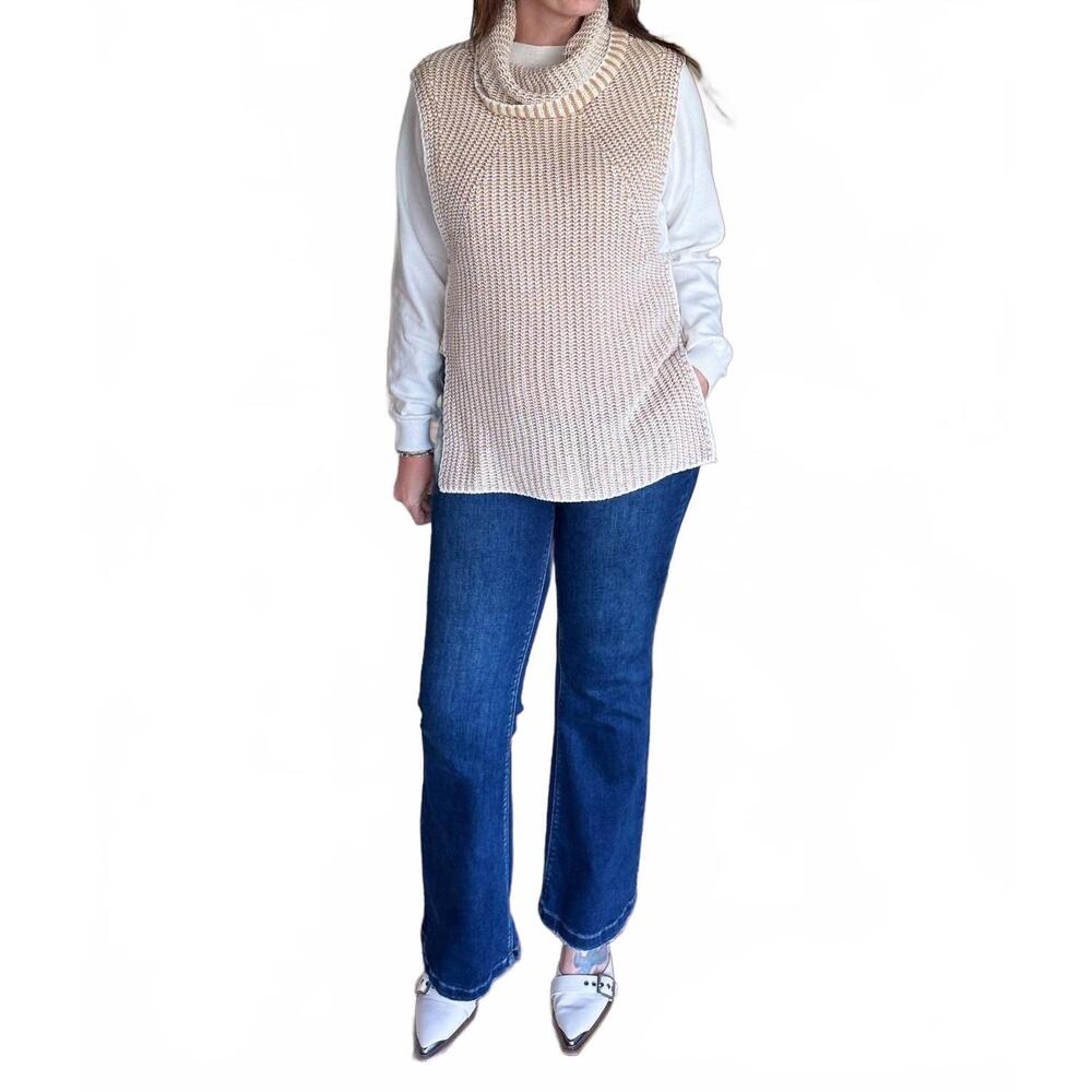 NEW TRIBAL wrap me up sleeveless sweater vest in honey and cream